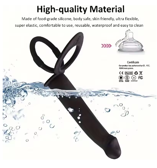 Godemiché vibrant réaliste avec anneau pénien en silicone médical