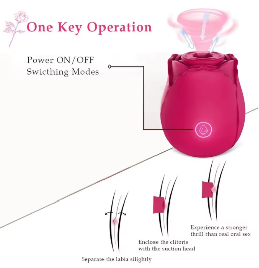 Vibromasseur Clitoridien en Forme de Rose Stimulateur à Succion Puissante, Rechargeable USB, 7 Modes