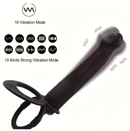 Godemiché vibrant réaliste avec anneau pénien en silicone médical