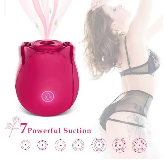 Vibromasseur Clitoridien en Forme de Rose Stimulateur à Succion Puissante, Rechargeable USB, 7 Modes