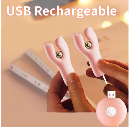 Pinces Vibrantes pour Seins 10 Modes de Vibration, Silicone Doux, Recharge USB Jeu Érotique et Préliminaires Sensuels