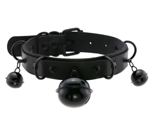 Collier BDSM en simili cuir avec clochettes